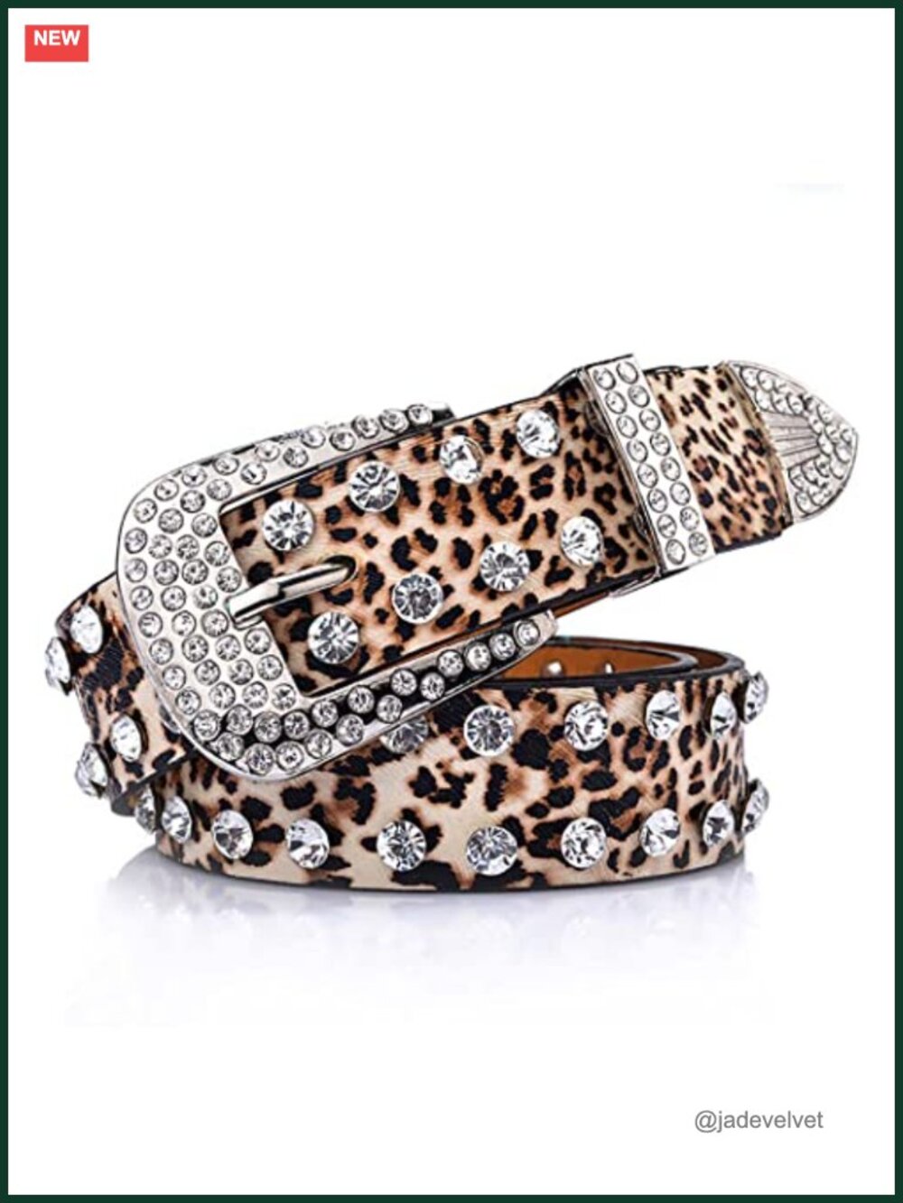 Leather Studded Rhinestone Belt for Women Cowgirl Bling Belt for Jeans Pants